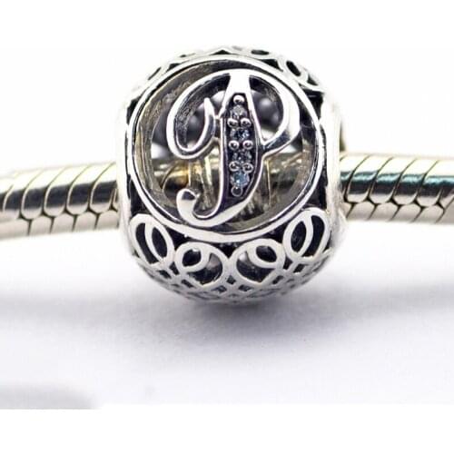 100% 925 Sterling Silver Vintage P Alphabet Letter Charms Beads For Jewelry Making Fits Original Bracelet berloques