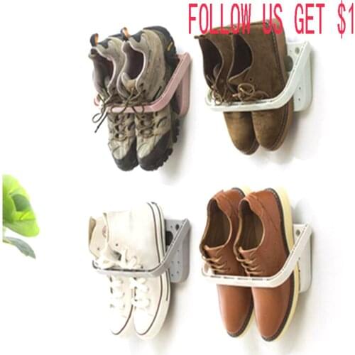 2PCS Suction cup multi-function folding shoe rack wall hanging rack slippers storage rack