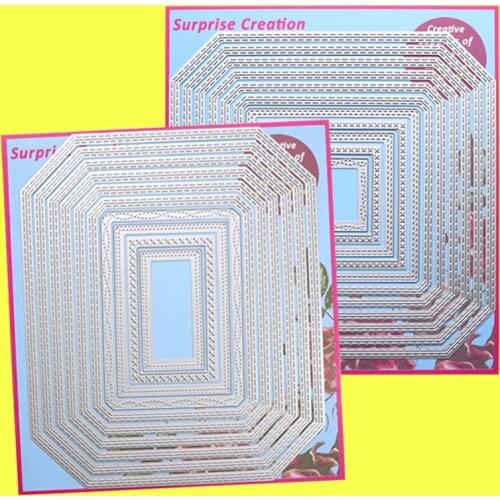 2-Set Large Cutting dies Polygon Rectangle & Square Cardmaking & Scrapbooking DIY Craft stencil