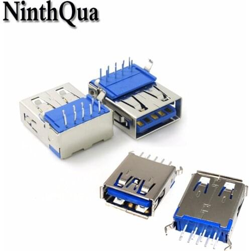 2pcs USB 3.0 Type A Female jack USB-A 90 /180 Degrees AF Socket Connector Terminal Fast Transmission