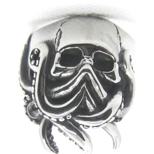 316L Stainless Steel Jewelry US Size 7-13 Octopus King Punk Style Ring