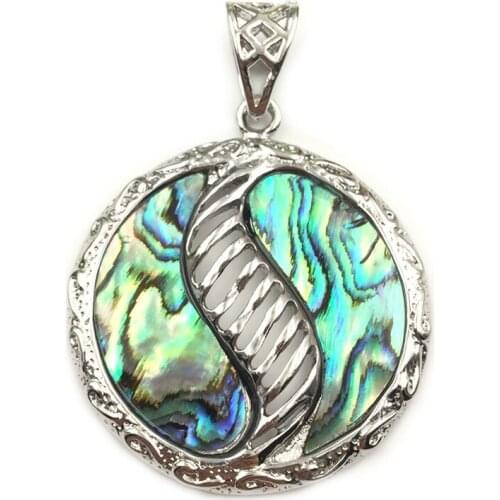 Charms 33mm Round Circle Natural Abalone Shell Pendant for DIY Necklace Mother of Pearl Shells Paua Pendants Jewelry Making A136