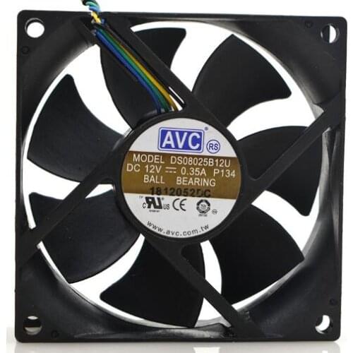 AVC 8025 0.35A 8CM DS08025B12U 12V 4 wire PWM intelligent temperature control CPU fan