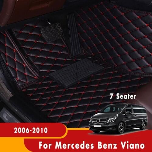Custom Car Floor Mats For Mercedes Benz Viano 2010 2009 2008 2007 2006 7 Seater Leather Car Accessories Interior Styling Carpets