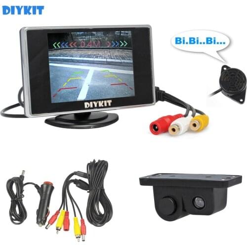 DIYKIT 3in1 3.5" Car Rearview Monitor + Rear View Backup Camera with Radar Sensor All-in-one Parking Assistance System