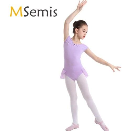 Kids Girls Ballet Dress Gymnastics Swimsuit for Dancing Girls Cotton Raglan Cap Sleeves Ballet Dance Gymnastics Leotard Jumpsuit