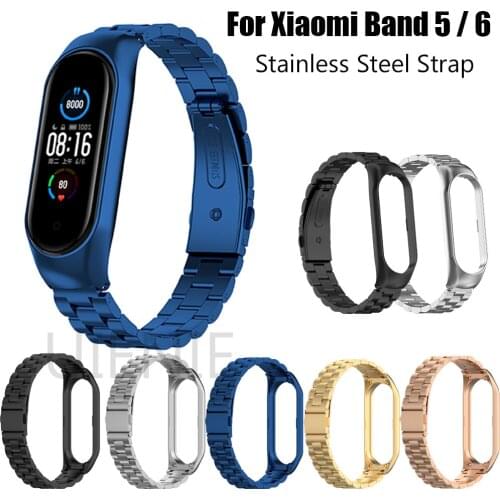 Three Beads Stainless Steel Strap Belt For Xiaomi Mi Band 5/6 Bracelet Replacement Wristband For Xiaomi Mi Band 5/6 Accessory