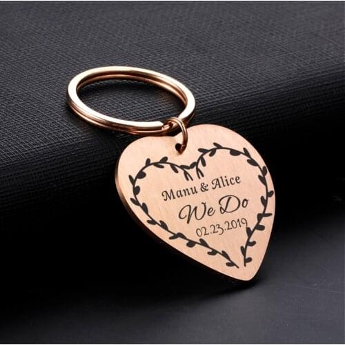 Couple Keychain Personalized Customized Initial Letter Date Keychains Anniversary Valentines Day Gifts for Boyfriend Girlfriend