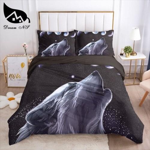 Dream NS High Precision Print White Wolf Totem roupa de cama Bedding Home Textiles Set King Queen Bedclothes Duvet Cover Bedding
