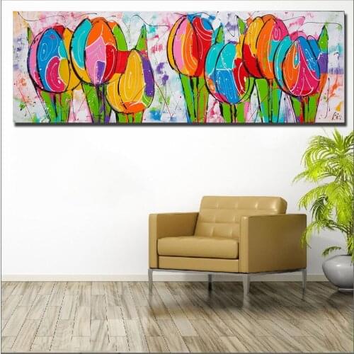 Large size Printing painting Wall Art Oil Painting Abstract Tulips Pop Art Home Decor Canvas Print For Living Room No Framed