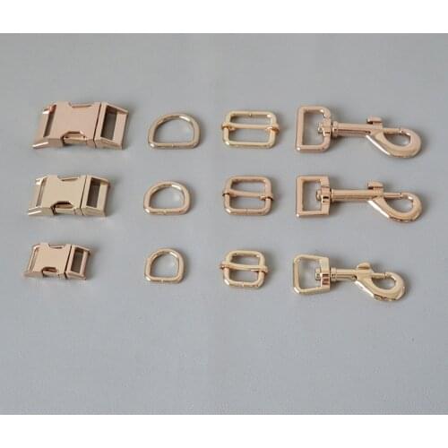 20Sets/Lot Metal D Ring Buckle Hardware Belt Adjuster Snap Hook For Dog Collar Paracord Leash Carabiner Lobster Clasp Accessory