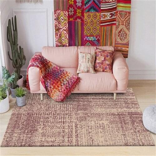 Wishstar Abstract Leaf Carpets For Living Room Modern American Style Red Brown Geometric Rugs Soft Carpet Washable Ktichen Mat