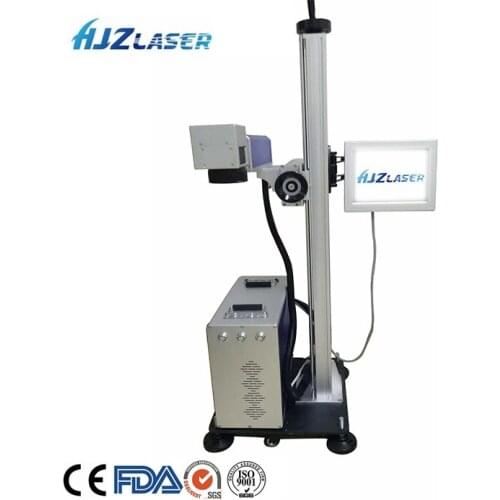 HJZ offer OEM 50W laser engraving printer date logo flying fiber laser marking machine for metal