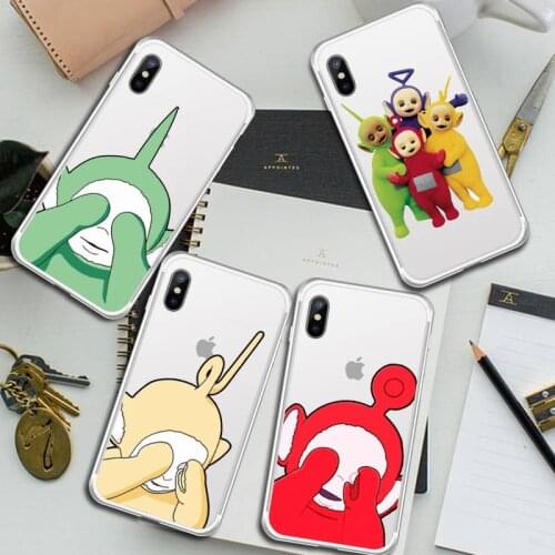 Cute Teletubbies cartoon funny pattern luxury shell Phone Cases Transparent for iPhone 6 7 8 11 12 s mini pro X XS XR MAX Plus