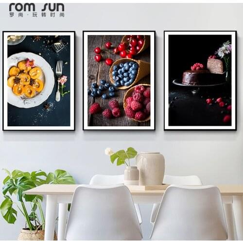 Nordic Style Dessert Fruit Photography Canvas Painting Posters Print Modern Wall Art Pictures For Dinning Room Kitchen Cafe