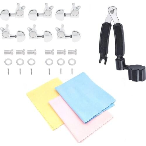 Profession Chrome Guitar String Tuners Tuning Pegs Keys Guitar Knob Multifunction Guitar String Winder String Cutter Pin Puller