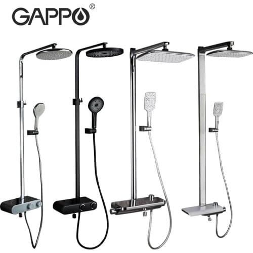 Gappo Shower Faucet Modern Bathroom Rainfall Shower System Brass Black Faucet Mixer Oversized Shelf Shower Save Space G2495