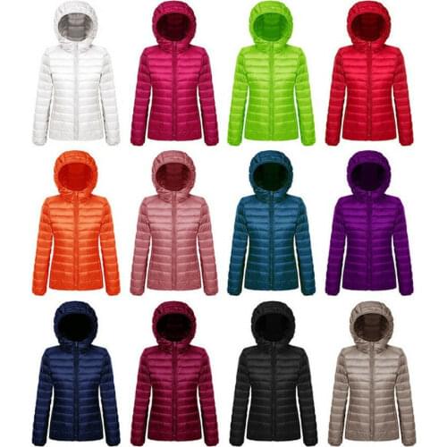 Womens Duck Down Puffer Slim Jacket Coat Hooded Hoodie Ultralight Outdoor Parka