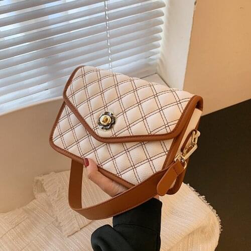 Lattice Flap Underarm bag 2021 Fashion New High-quality PU Leather Womens Designer Handbag Luxury brand Shoulder Messenger Bag