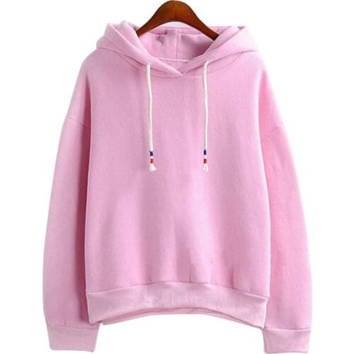 Women Hoodies Sweatshirts New Hot Sale Candy 10 Color Long Sleeved Thick Casual All-match Solid Leisure Hooded Hoodie Loose Tops