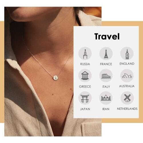 JUJIE 9mm Stainless Steel Necklace For women Travel Memorial Necklace custom made Trendy Necklace Jewelry Friend Gifts