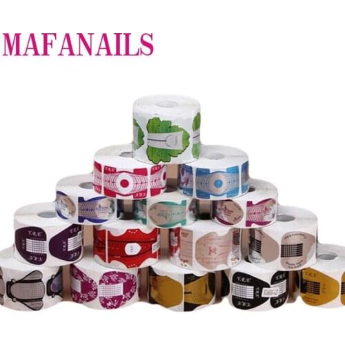 1 Roll (300/500pcs) Nail Form Tips Guide Extension Sticker For Acrylic UV Gel Colorful Nail Polish Curl Form Self-Adhesive Form