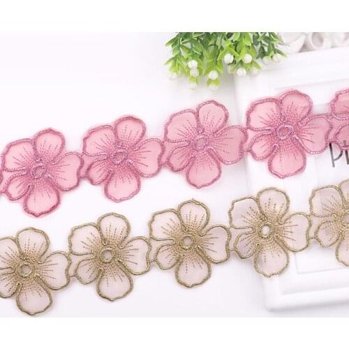 10 yard Tulle Fabric Gold embroidery Applique Guipure Trimming Lace Ribbon DIY Princess Clothing underwear Sewing Accessories