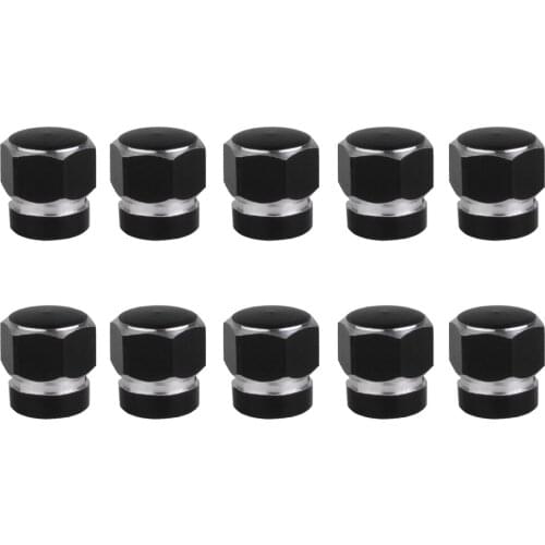 10Pcs Airtight ALUMINUM HEXAGON TIRE RIM VALVE STEM CAPS COVERS For CAR AUTO BIKE