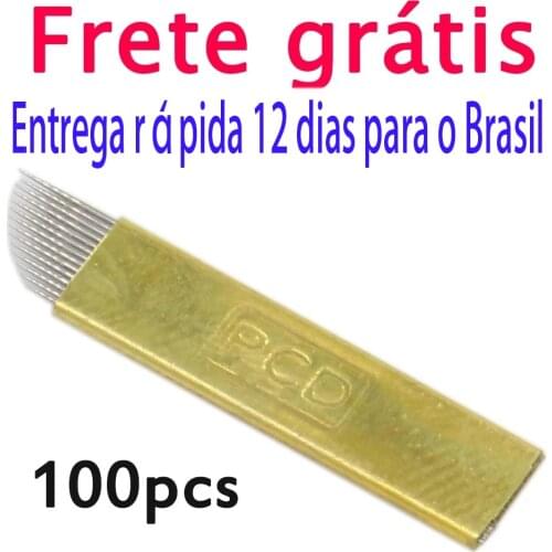 100 pcs Lamina Agulhas Tebori Microblading 12 pin Hard PCD Needle 12 Blade Permanent Makeup Eyebrow Tattoo Needles Supplies