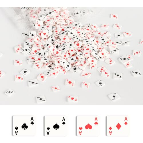 10g Alphabet A Poker Polymer Clay Slices Nail Art Decorations Red Black Playing Card Design Slimes Flakes Manicure Accessories