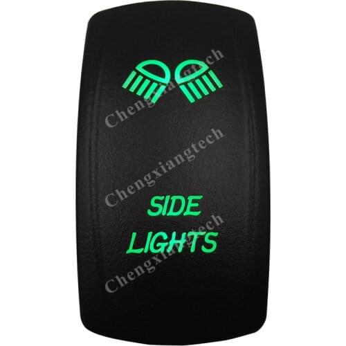 DC 12V 24V SIDE LIGHTS Rocker Switch GREEN Led lamp 5 Pin ON/OFF SPST Waterproof IP66