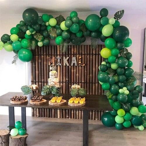 145pcs Balloon Garland Arch Kit Dark Green Metal Gold Latex Air Balloons Birthday Baby Shower Jungle Safari Theme Party Supplies