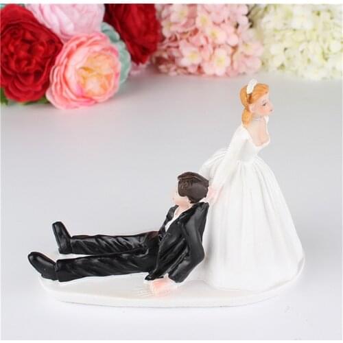 2021 Cake Toppers Dolls Bride and Groom Figurines Funny Wedding Cake Toppers Stand Topper Decoration Supplies Marry Figurine