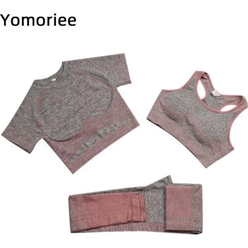 3PC Yoga Set For Women Gym Sport Workout Running Training Fitness High Waist Butt Lifting Peach Butt Sportswear High Elastic