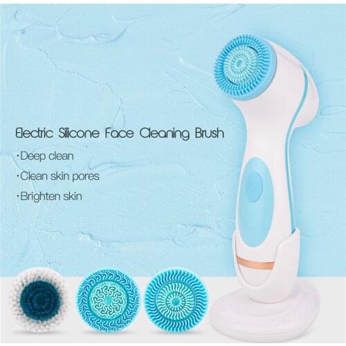 3 in 1 Multifunctional Silicone Face Cleaner Rechargeable Facial Cleansing Brush Blackhead Removal Acne Pore Cleanser Machine