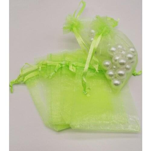 500pcs Organza-Bags Fruit Green Organza Gift Bags For Jewelry Packaging Display Christmas Wedding Jewelry Storage Drawstring Bag