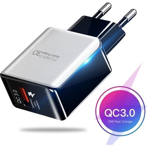 3A Quick Charge 3.0 USB Charger EU Wall Mobile Phone Charger Adapter for iPhone X MAX 7 8 QC3.0 Fast Charging for Samsung Xiaomi