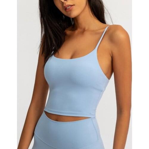 Buttery Soft Yoga Bra Athletic Tank Top Women Spaghetti Straps Gym Fitness Crop Tops Anti-sweat Push Up Workout Sports Bras