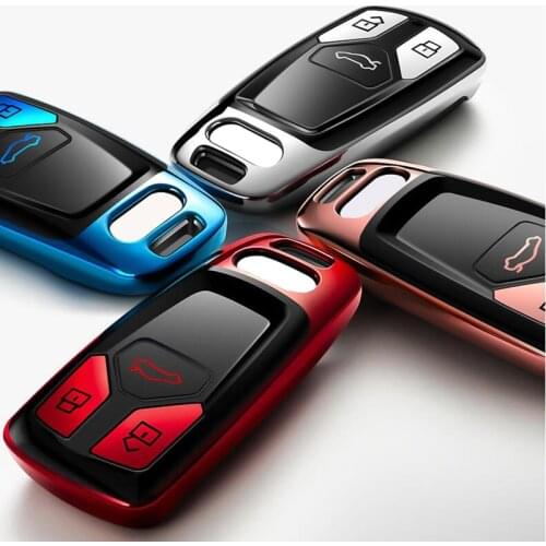 TPU Car Key Case for Audi A4 A4L A5 A6L QT S5 S7 Q7 TTS Smart Remote Fob Protector Cover Pouch Keychain Bag Auto Accessories