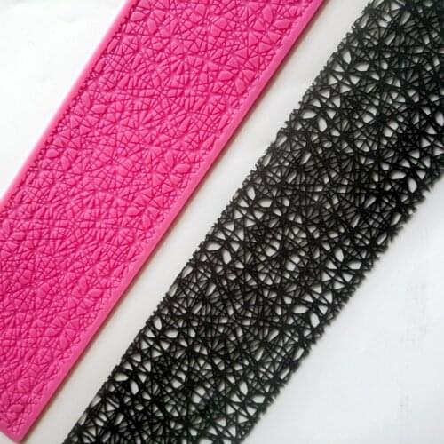 Plaid Black Lace Mold Cake Border Decoration Tools Fondant Cake 3D Mold Food Grade Silicone Mat Mould Baking Flower Mold m243