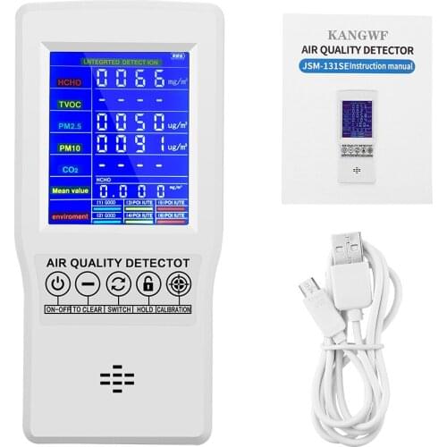 Gas Detector air quality tester PM2.5 PM10 Formaldehyde HCHO TVOC CO2 LCD Digital Detector