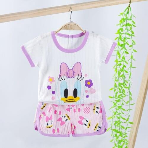 Short Sleeve Child Tops Shorts Sleepwear Kids Clothes Baby Pajama Sets Boys Girls Disney Daisy Frozen Else Mickey Minnie Outfits