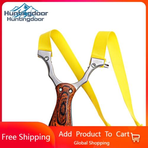Hot Huntingdoor Hunting Slingshots Folding Mini Pocket Slingshot Titanium Steel Powerful Shooting Catapult with Rubber Bands