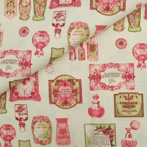 130cmx50cm Ripstop Cotton Linen Fabric for handmad, bed, bag, curtain - Perfume bottle - pink (LF100)