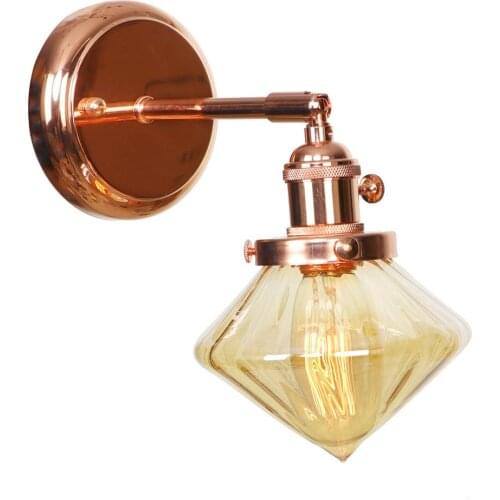 IWHD Nordic Style Diamond Glass Wall Lights Switch Bedroom Bathroom Mirror Stair Light Rose Gold Vintage Wall Lamp LED Wandlamp