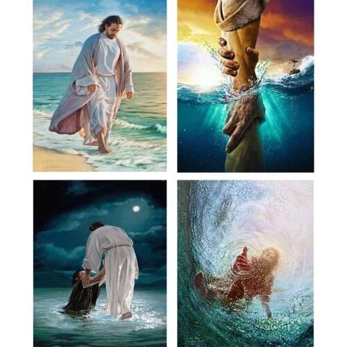 5D DIY Jesus hand Help sailor full drill Diamond Painting Wall Art Painting Embroidery Mosaic Colorful Religion Room Decor Gift