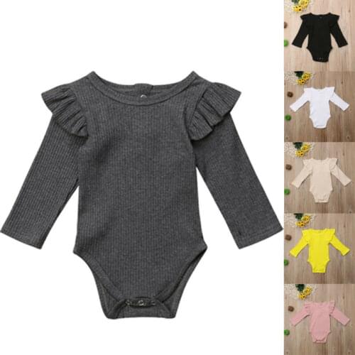 Pudcoco 2019 New Fashion Newborn Kids Baby Girls Infant Bodysuit Solid Cotton Ruffles Bebe Leotard Body Tops Baby Clothing