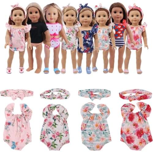 Doll Clothes Prints&Polka Dots&Whale-Patterned Swimsuit For 18 Inch&43 Cm Dolls&New Born Baby Generation Girls Birthday Gifts