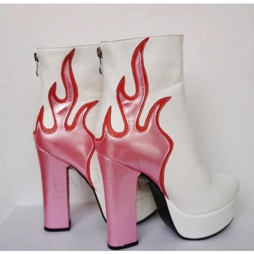 LAIGZEM Botines Mujer Women Platform Booties Chunky High Heels Zip Up Short Ankle Boots Ladies Shoes Woman Large Size 43 44 47