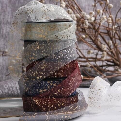 Ribbon Hot Stamping Cracked Snow Yarn DIY Bow Hair Ornament Chiffon Packing Balloon Shoelace Ribbon Flower Gift Box Ribbon